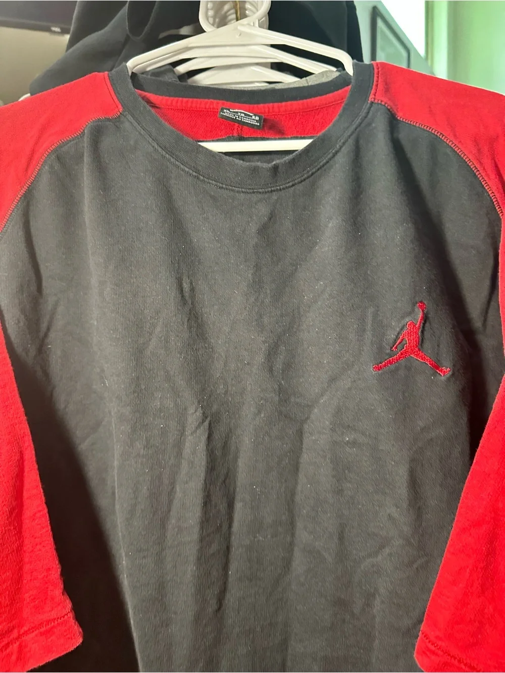 Air Jordan 23 True 3/4 Sleeve Raglan Baseball Tee Black/Gym Red